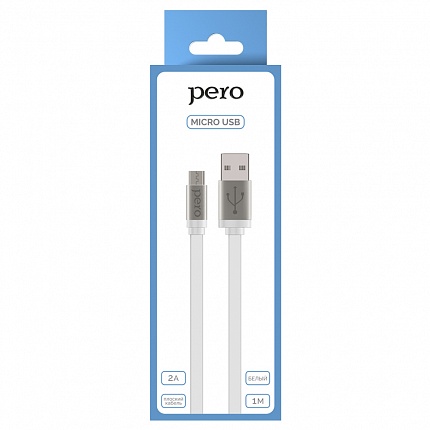 Дата-кабель PERO DC-01 micro-USB, 2А, 1м, белый